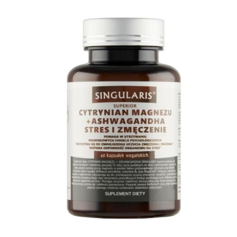 Cytrynian Magnezu + Ashwagandha Stres i Zmęczenie 