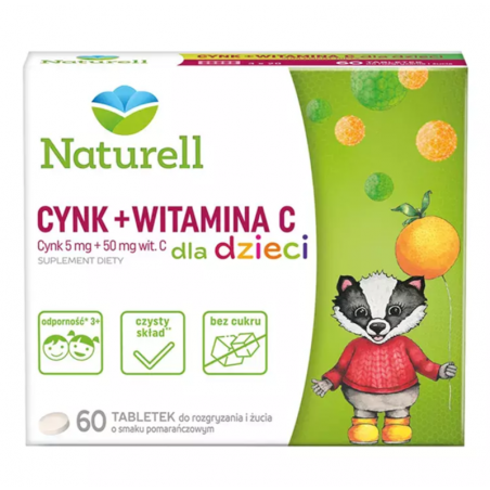  Naturell Cynk + Witamina C dla dzieci 60 tabletek 