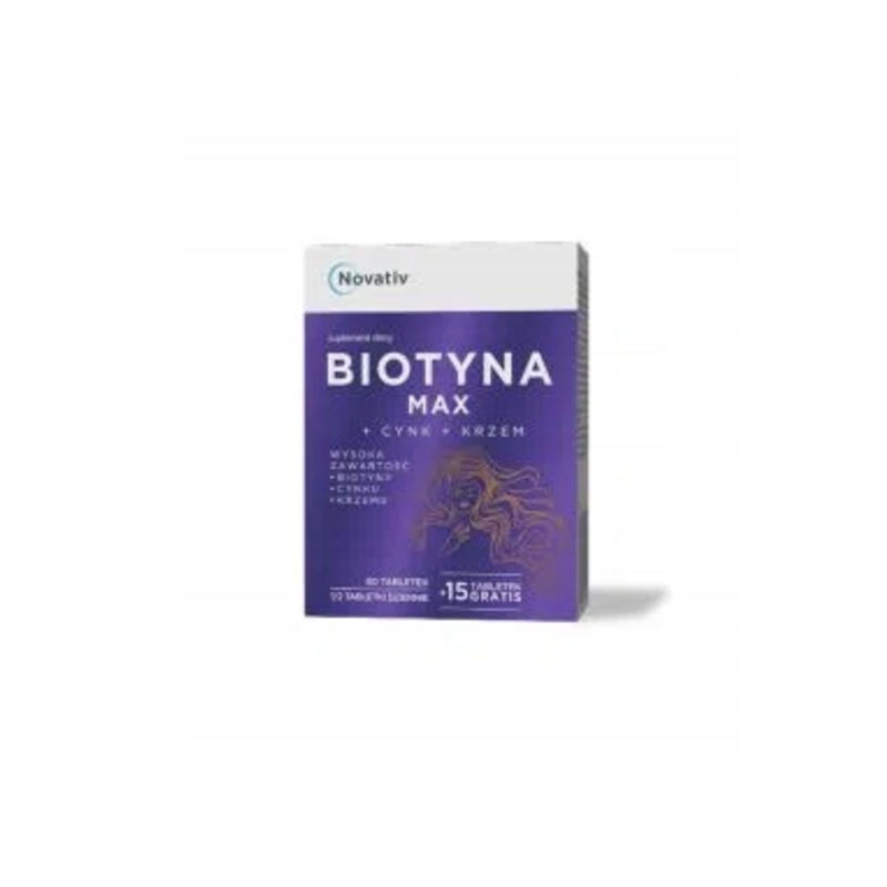 Novativ Biotyna Max + Cynk + Krzem , 75tabletek 