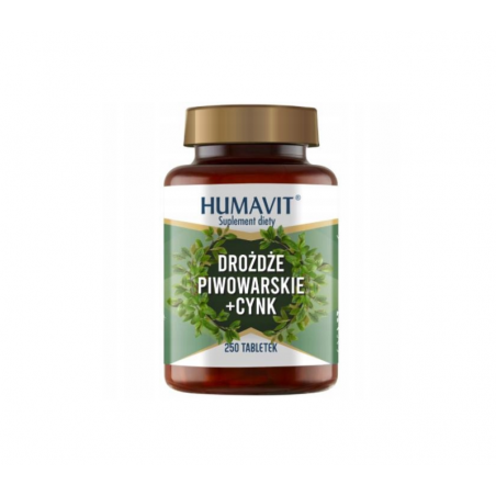 Humavit Drożdże Piwowarskie + Cynk, 250 tabletek