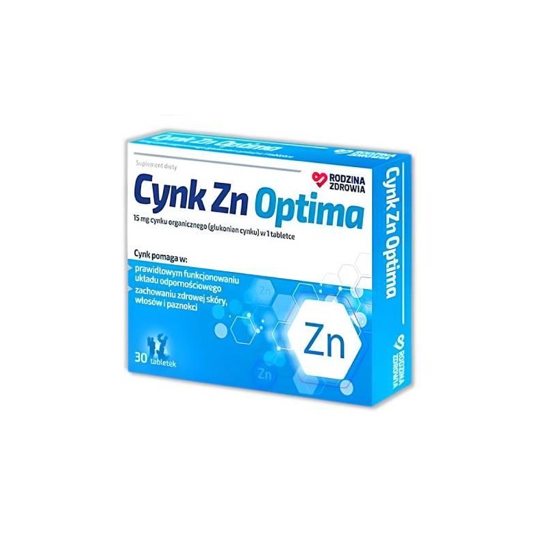 Cynk Zn Optima 15 mg Rodzina Zdrowia, 30 tabletek 