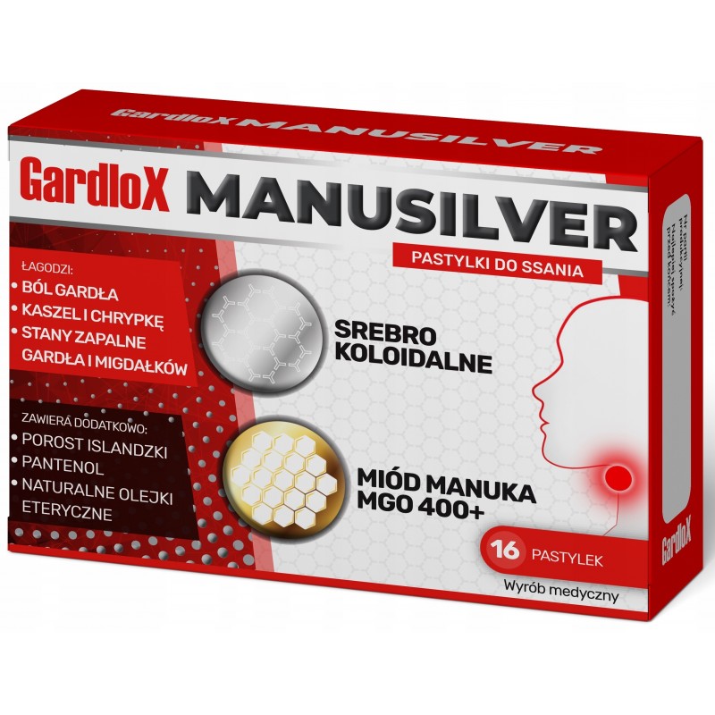 Gardlox Manusilver pastylki do ssania, 16 sztuk 