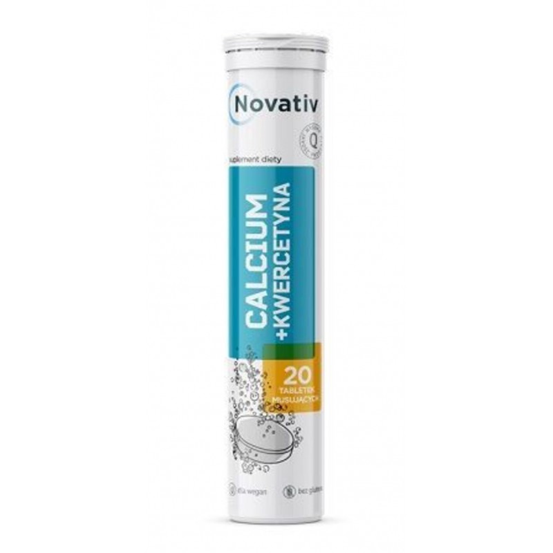 Novativ Calcium + Kwercetyna, O smaku cytrynowym, 20 tabletek musujących 