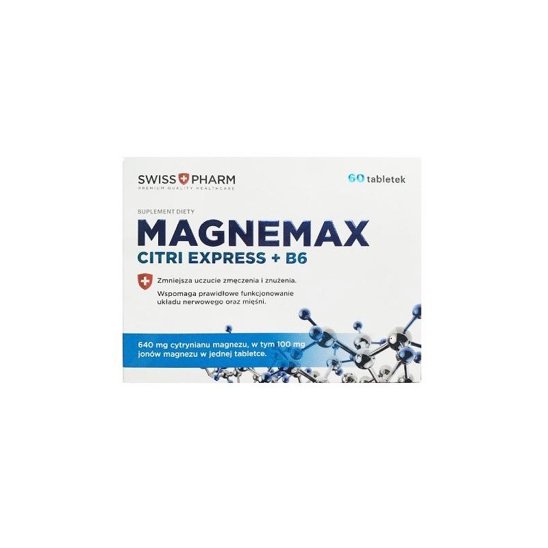 MAGNEMAX Citri Express + B6, 60 tabletek - suplement diety z cytrynianem magnezu 