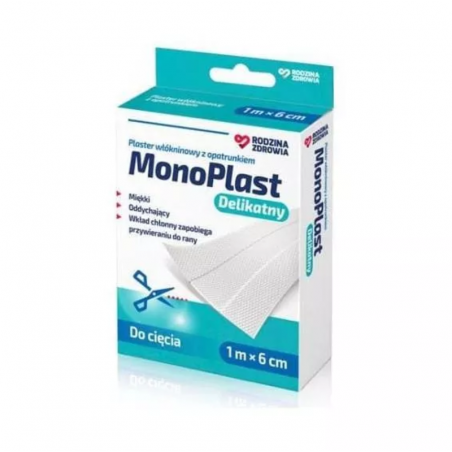 MonoPlast| Plaster włókninowy z opatrunkiem| Delikatny | 1m 6m