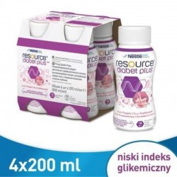 Resource Diabet Plus | Smak truskawkowy | 4 x 200 ml