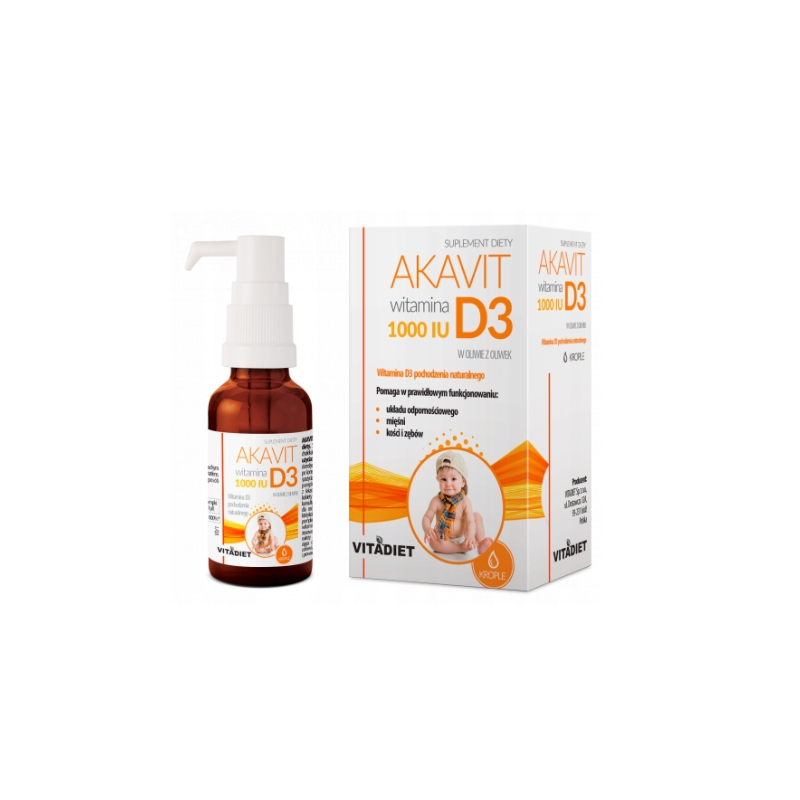 AKAVIT Witamina D3 1000 IU kropelki doustne, 29,4 ml 