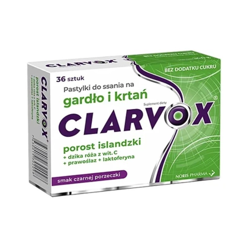 Clarvox, Smak czarnej porzeczki, 36 pastylek do ssania 