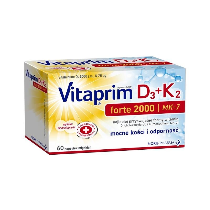 Vitaprim D3 + K2 |Forte 2000 | MK-7 | 60 kapsułek miękkich 