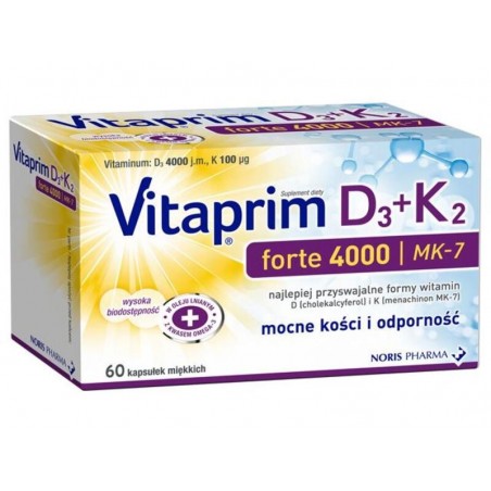  Vitaprim D3 + K2 FORTE 4000  MK-7, 60 kapsułek miękkich 