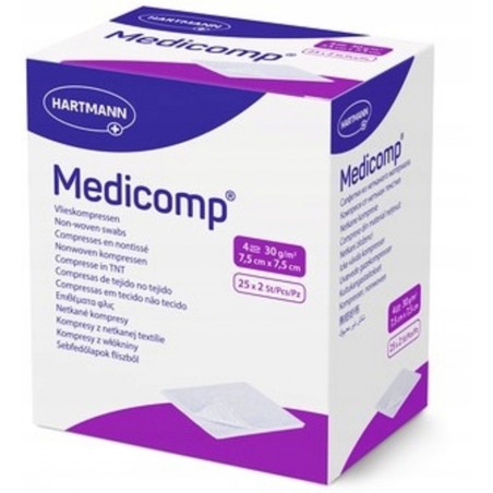 MEDICOMP 7,5cm x 7,5cm kompresy jałowe, 50 sztuk 
