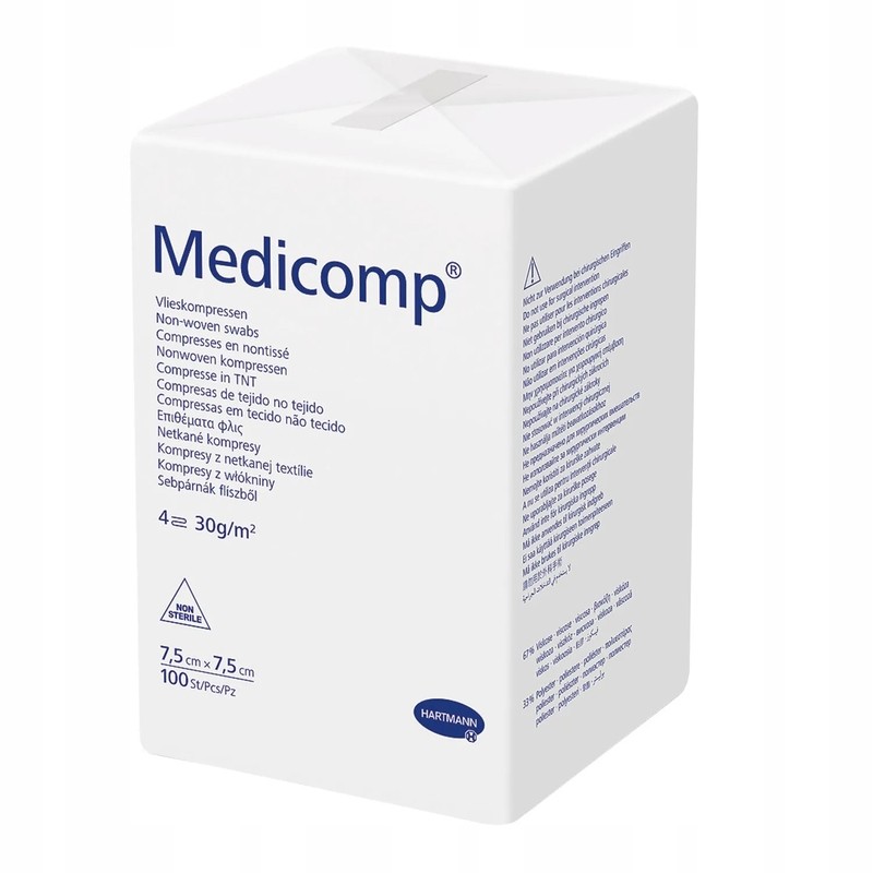 Kompres Medicomp niejałowy 7,5cm x 7,5cm, 100 sztuk 
