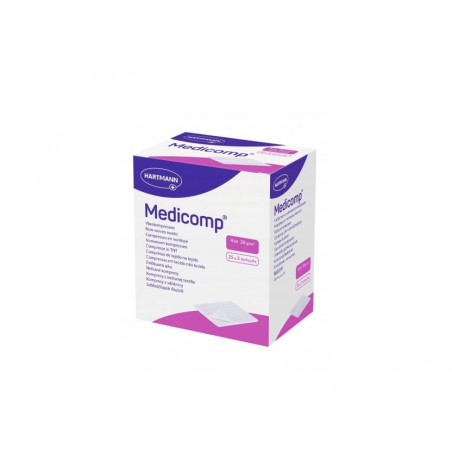  Medicomp, kompresy jałowe, włókninowe, 4 warstwowe, 10 x 10 cm, 50 sztuk 