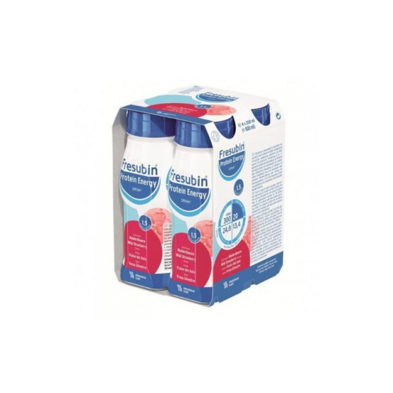 Fresubin Protein energy drink o smaku poziomkowym, 4 butelki po 200 ml 