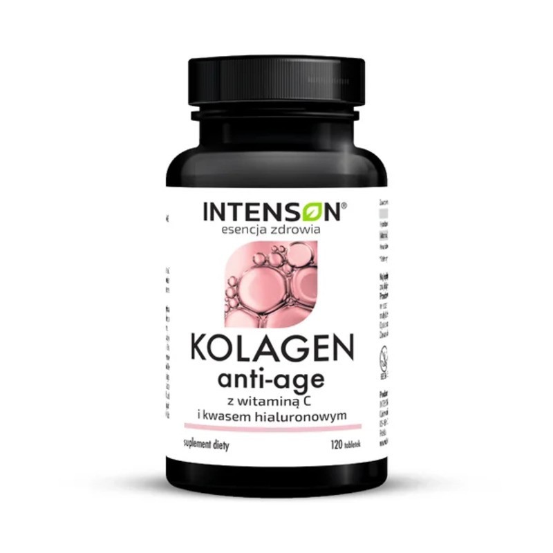 Intenson| Kolagen Anti-Age z witaminą C i kwasem hialuronowym | 120 tabletek 