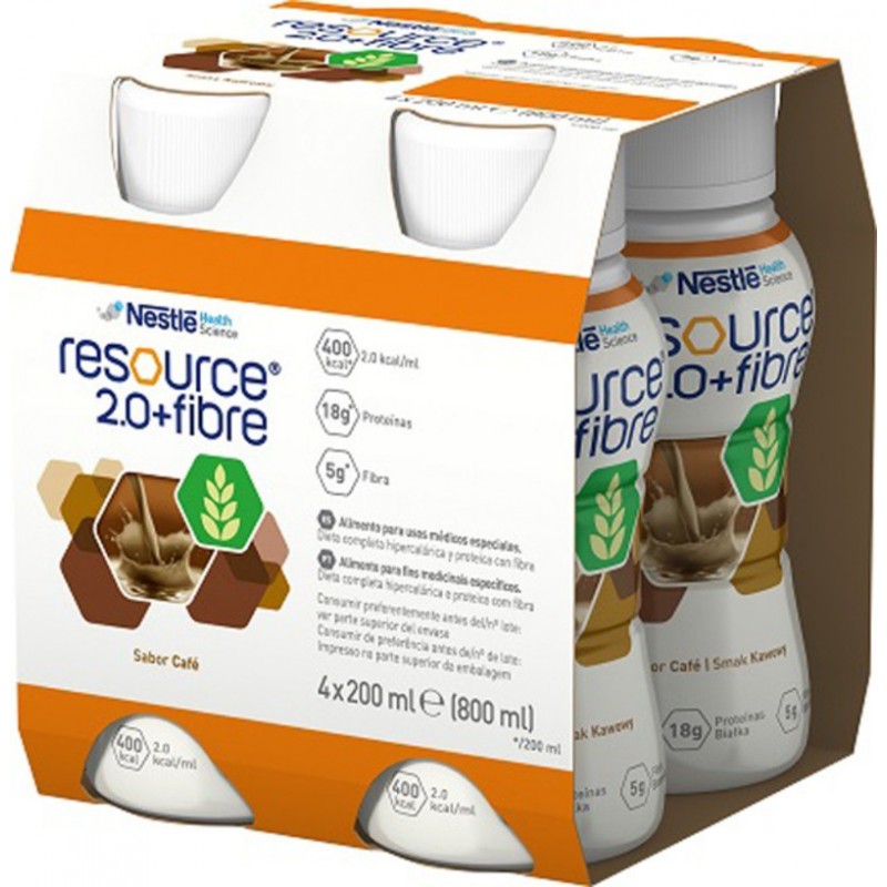 Resource 2.0 + Fibre | Preparat odżywczy o smaku kawowym | 4 x 200 ml 