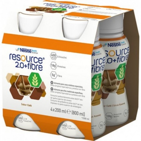 Resource 2.0 + Fibre | Preparat odżywczy o smaku kawowym | 4 x 200 ml