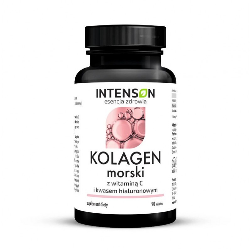 Intenson | Kolagen morski z witaminą C i kwasem hialuronowym | 90 tabletek 