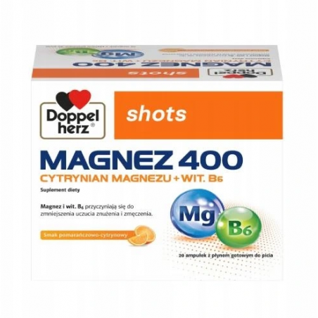 Doppelherz Shots Magnez 400 | 20 ampułek x 25 ml