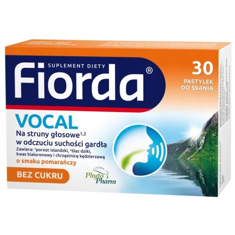 Fiorda? Vocal | 30 pastylek do ssania o smaku pomarańczy 