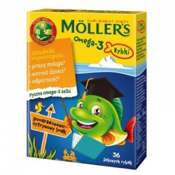 Moller's Omega-3 | Rybki o smaku pomarańczowo-cytrynowym | Żelki |  36 sztuk