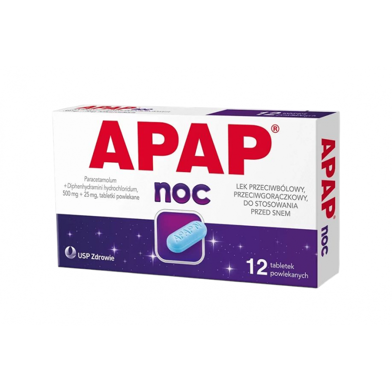 Apap Noc 500 mg + 25 mg, 12 tabletek 
