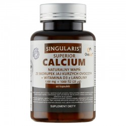 Singularis Calcium | Naturalny wapń ze skorupek jaj kurzych Ovocet + D3 | 60 kapsułek
