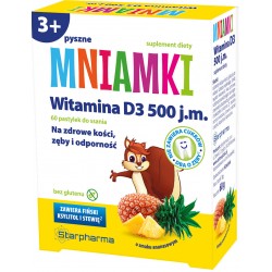 Mniamki® Witamina D3 500 j.m. | Suplementy diety | 60 pastylek do ssania o smaku ananasowym