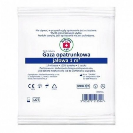  Apteczka ABC | Gaza opatrunkowa jałowa | 17 nitkowa | 1m2 