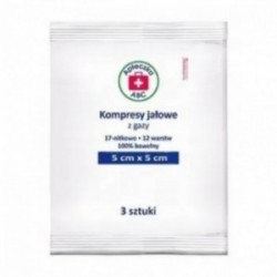 Apteczka ABC | Kompresy jałowe z gazy | 17 nitkowe | 12 warstwowe | 5 cm x 5 cm