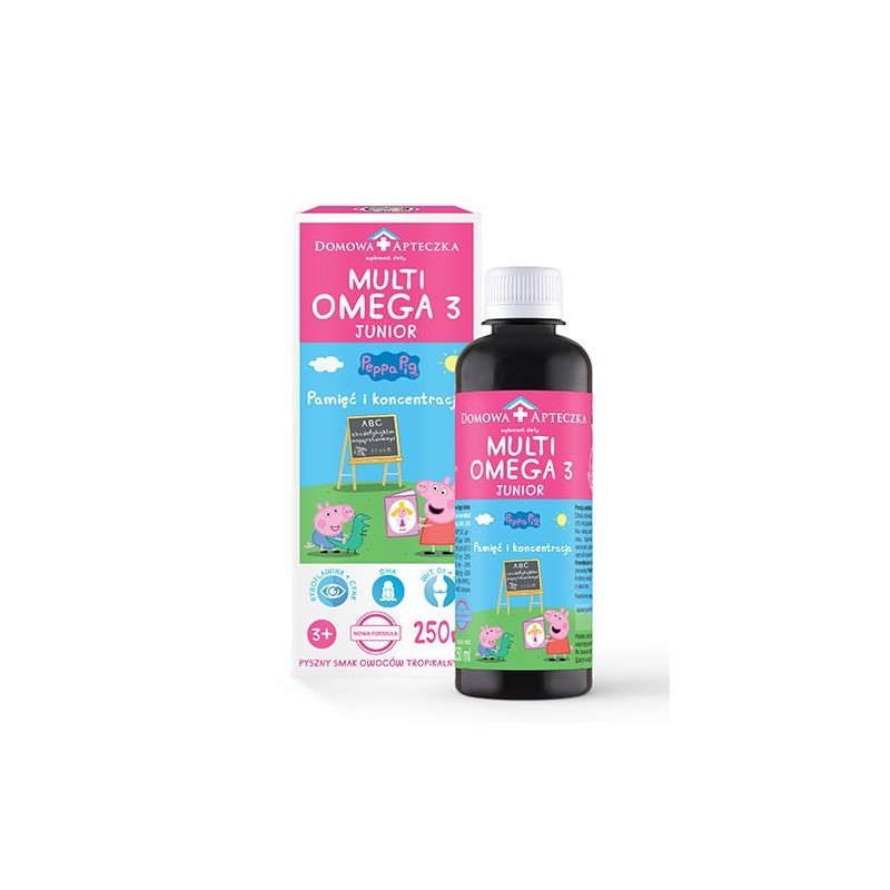 MultiOmega 3 Junior, płyn dla dzieci powyżej 3 lat, smak owoców tropikalnych, 250 ml 