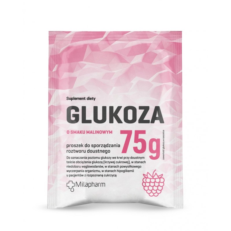 Glukoza o smaku malinowym, Proszek do sporządzania roztworu doustnego, 75 g 