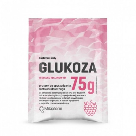  Glukoza o smaku malinowym, Proszek do sporządzania roztworu doustnego, 75 g 