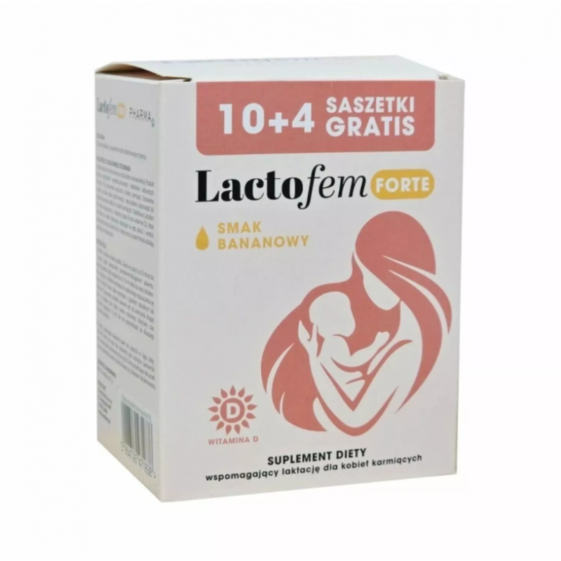 Lactofem FORTE| Smak bananowy | 10 + 4 saszetki gratis 