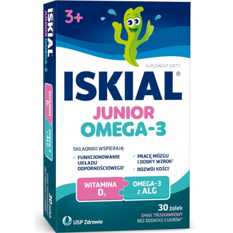 Iskial Junior Omega-3 | Smak truskawkowy | 30 żelek 