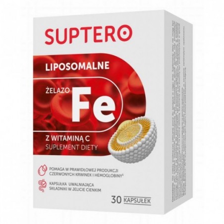  Suptero Liposomalne żelazo Fe z witaminą C | 30 kapsułek 