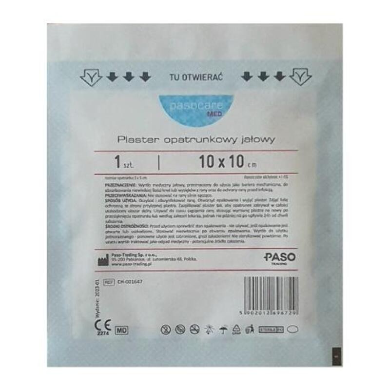 PASCOCARE MED, Plaster opatrunkowy jałowy, 10x10 cm, 1 sztuka 