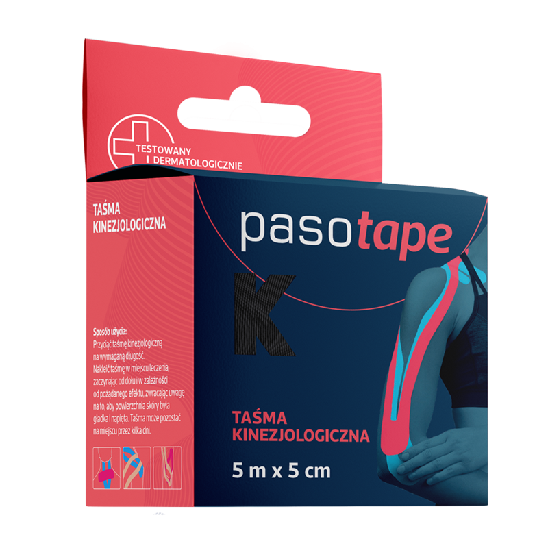PasoTape | Taśma kinezjologiczna | 5m x 5cm | Czarny 