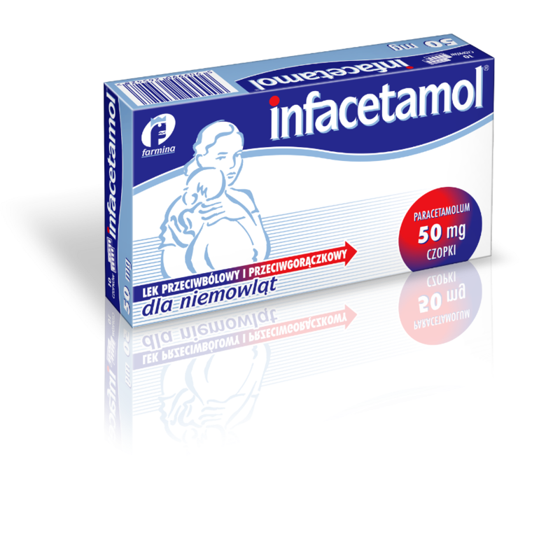 Farmina Infacetamol czopki 50 mg, 10 czopków 