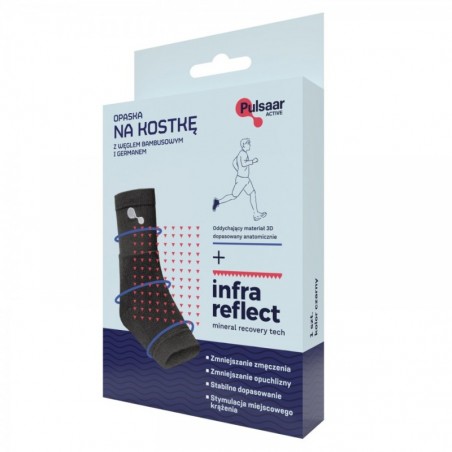  Pulsaar Active Opaska na kostkę z węglem bambusowym i germanem czarna roz. M, 1 sztuka 