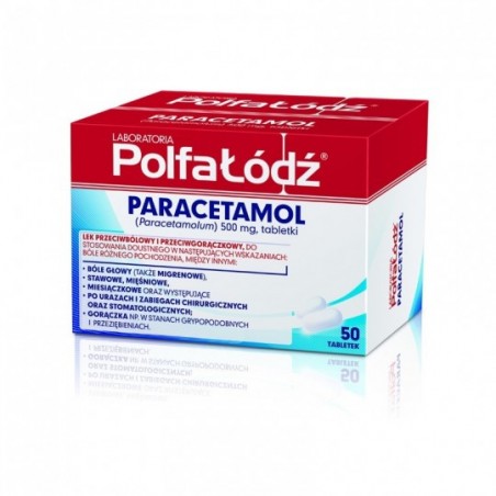 Paracetamol 500 mg Polfa Łódź: 50 tabletek bez recepty | Apteka Moderna