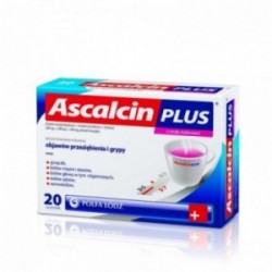 Ascalcin Plus o smaku malinowym 500 mg + 300 mg + 200 mg, 20 saszetek