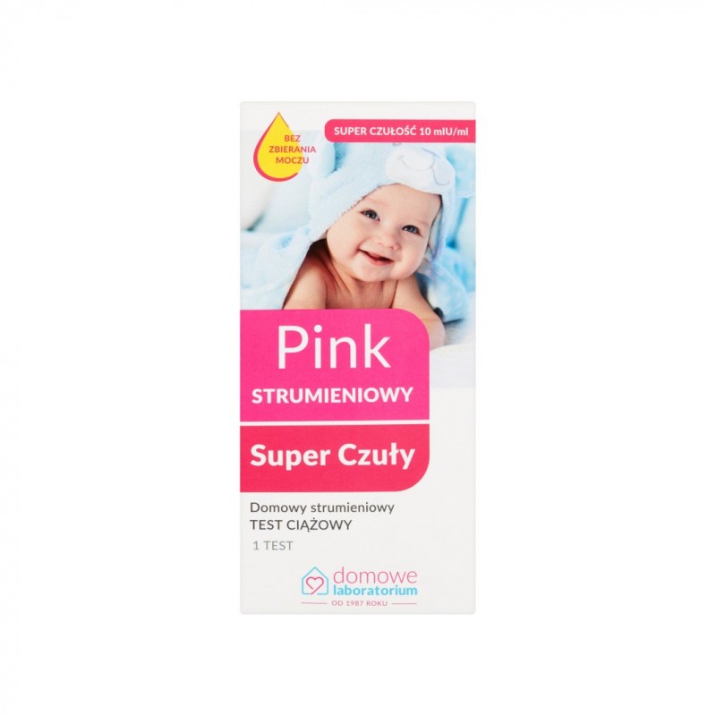 Domowe Laboratorium Pink, test ciążowy strumieniowy, super czuły 10 mlU/ml, 1 sztuka 
