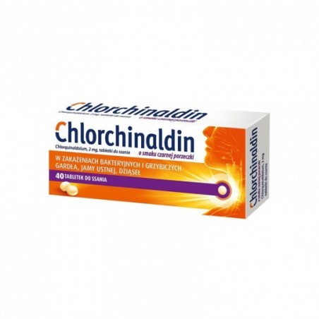 Chlorchinaldin o smaku czarnej porzeczki 2 mg, 40 tabletek do ssania