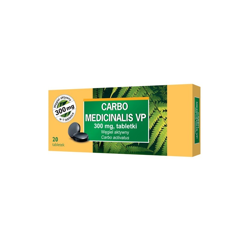 Carbo medicinalis VP 300 mg, 20 tabletek 