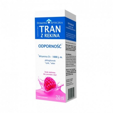 Tran z rekina grenlandzkiego o smaku malinowym syrop 250 ml