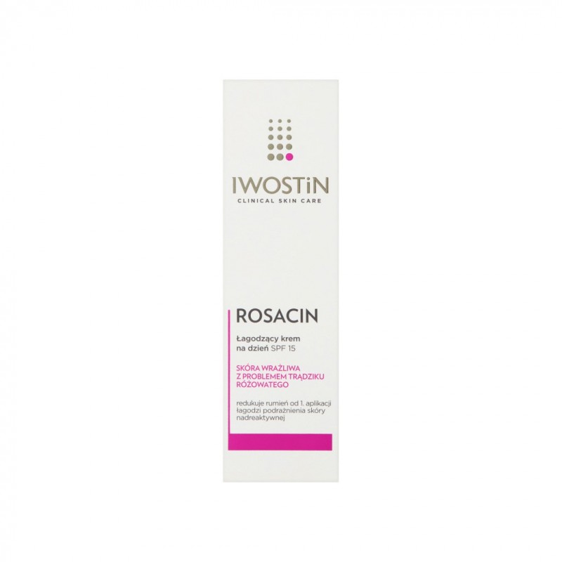 Iwostin Rosacin, łagodzący krem na dzień, skóra wrażliwa z problemem trądziku różowatego, SPF 15, 40 ml 