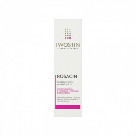 Iwostin Rosacin, łagodzący krem na dzień, skóra wrażliwa z problemem trądziku różowatego, SPF 15, 40 ml