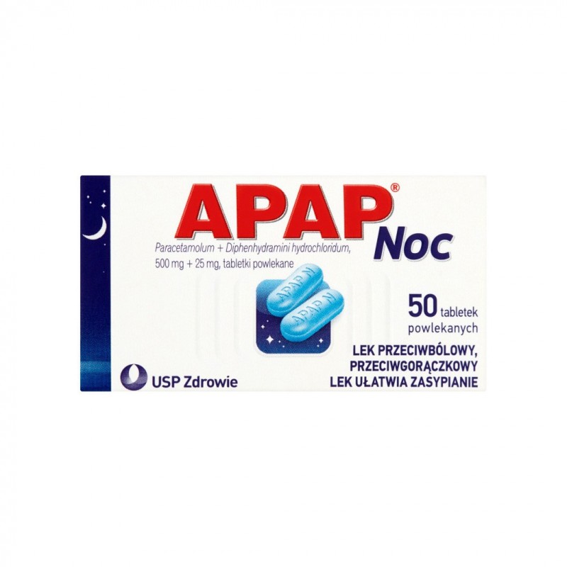 Apap Noc 500 mg + 25 mg, 50 tabletek 