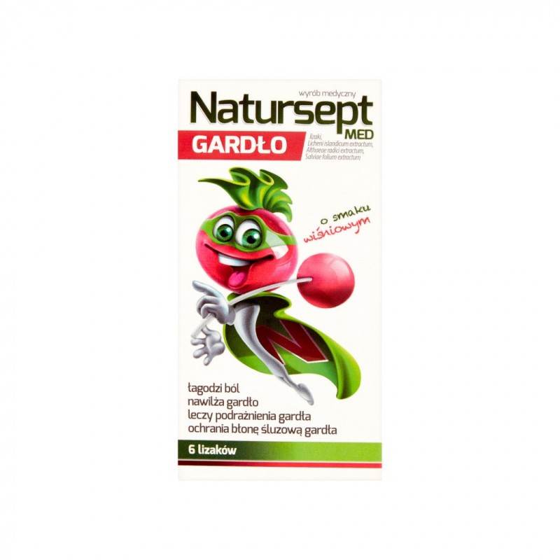 Natursept Med gardło lizaki o smaku wiśniowym 6 sztuk 